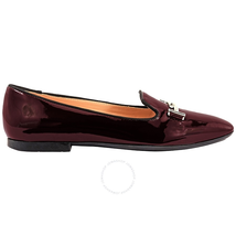 Tod's Ladies Ballerina Flat Doppia T Burgundy Slippers XXW47A0V140OW0