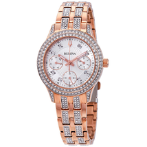 Bulova Crystal Silver Dial Ladies Watch 98N113