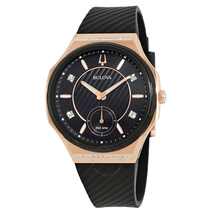 Bulova Curv Black Dial Black Rubber Ladies Watch 98R239