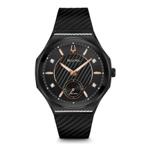 Bulova CURV Quartz Diamond Black Dial Ladies Watch 98R240