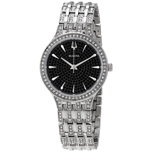 Bulova Phantom Black Pave Dial Stainless Steel Ladies Watch 96L273