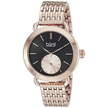 Burgi Black Dial Ladies Rose Gold Tone Watch BUR153RG