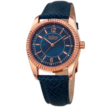 Burgi Blue Mother Of Pearl Dial Ladies Leather Watch BUR167BU