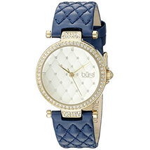 Burgi Gold Tone Dial Ladies Blue Leather Watch BUR154BU