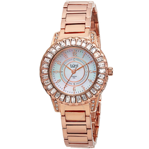Burgi Mother of Pearl Dial Diamond Rose Gold-tone Brass Ladies Watch BUR095RG