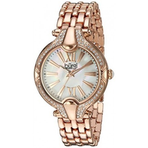 Burgi Mother Of Pearl Dial Ladies Rose Gold Tone Crystal Watch BUR163RG