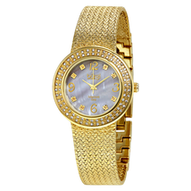 Burgi Mother of Pearl Diamond Dial Gold-tone Brass Ladies Watch BUR097YG