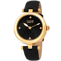 Burgi Quartz Diamond Black Dial Ladies Watch BUR196YGB