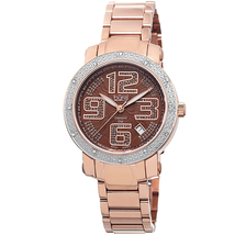Burgi Rose Gold-tone Stainless Steel Diamond Bezel Ladies Watch BUR091RG