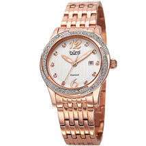 Burgi Silver Dial Rose Gold-tone Case Crystal Bezel Ladies Watch BUR102RG