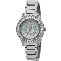 Burgi Silver-Tone Brass Mother of Pearl Dial Diamond Ladies Watch BUR095SS