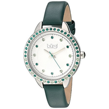 Burgi White Dial Green Leather Ladies Watch BUR161GN