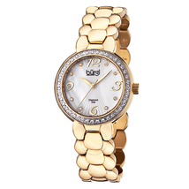 Burgi White Mother of Pearl Dial Stainless Steel Bracelet Ladies Watch BUR084YG