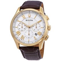 Bulova Open Box -  Classic White Textured Dial Men's Chronograph Watch 97B169
