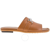 Tod's Ladies Double T Leather Slides Tan Sandals XXW0TK0AF10BSSS018