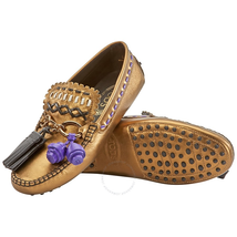 Tod's Womens Gommino Driving Shoes in Golden Bronze/Black XXW00G0S060DJF0XYA