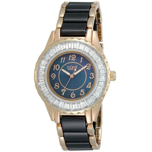 Burgi Mother of Pearl Dial Rose Gold-tone Black Ceramic Ladies Watch BUR066BKR