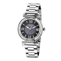 Burgi Black Dial Stainless Steel Bracelet Ladies Watch BUR082SS