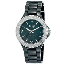 Burgi Black Moher of Pearl Dial Black Ceramic Ladies Watch BUR047BK
