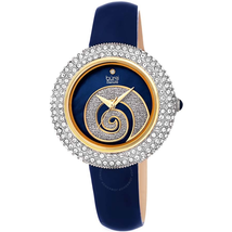 Burgi Diamond Blue Dial Patent Leather Ladies Watch BUR209BU