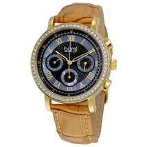 Burgi Blue Mother of Pearl Dial Beige Leather Strap Ladies Watch BUR087BG