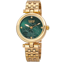 Burgi Diamond Dial Green Dial Stainless Steel Ladies Watch BUR223GN