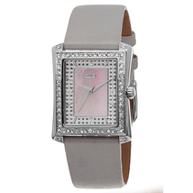 Burgi Grey Leather Blue Mother of Pearl Dial Ladies Watch BUR088GY