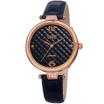 Burgi Ladies Engraved Argyle Diamond Dial Genuine Leather Strap Watch BUR222BU