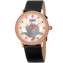 Burgi Mother Of Pearl Dial Ladies Black Leather Watch BUR159BKR