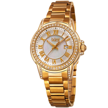 Burgi Mother Of Pearl Dial Ladies Gold Tone Watch BUR168YG