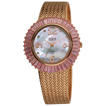 Burgi Mother Of Pearl Dial Rose-Tone Brass Mesh Ladies Watch BUR076PK