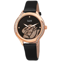 Burgi Quartz Diamond Black Dial Ladies Watch BUR257RGBK