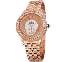 Burgi Silver and Gold Dial Rose Gold-tone Steel Case Ladies Watch BUR106RG