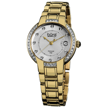 Burgi Silver Dial Gold-Tone Stainless Steel Ladies Watch BUR077YG