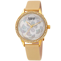 Burgi White Mother of Pearl Dial Ladies Watch BUR203YG