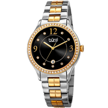 Burgi Swarovski Crystal Accented Quartz Black Dial Ladies Watch BUR180TTG