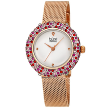 Burgi Quartz Diamond Silver Dial Ladies Watch BUR258RG
