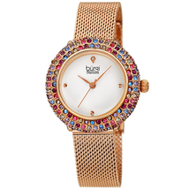 Burgi Quartz Diamond Silver Dial Ladies Watch BUR258RGPU
