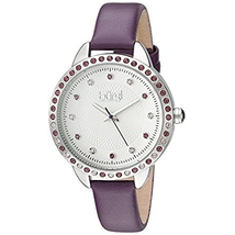 Burgi White Dial Ladies Purple Leather Watch BUR161PU