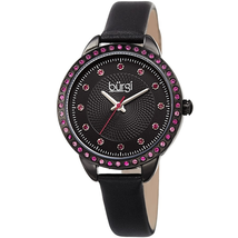 Burgi Quartz Crystal Black Dial Ladies Watch BUR161BK
