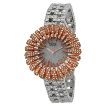 Burgi Sparkling Silver-tone Dial Crystal Set Metal Ladies Watch BUR054RG