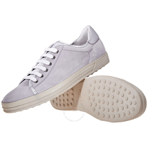 Tod's Womens Nubuck Metallic Leather Shoes in Medium Cement/ Silver XXW0VB0I310GA10AHF