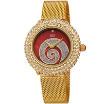 Burgi Quartz Diamond Red Dial Ladies Watch BUR259YGR