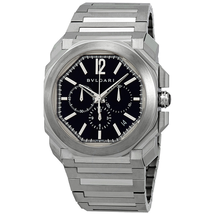 Bvlgari Octo Velocissimo Black Dial Stainless Steel Chronograph Men's Watch 102116