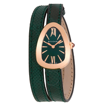 Bvlgari Serpenti Green Dial Double-Twirl Leather Ladies Watch 102726