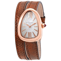 Bvlgari Serpenti White Mother of Pearl Dial Ladies Double Spiral Leather Watch 102919