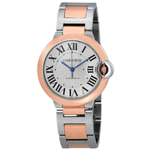 Cartier Ballon Bleu De  Silvered Flinque Guilloche Dial Automatic Ladies Watch W2BB0003