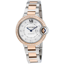 Cartier Ballon Bleu Silver Diamond Dial Steel and Rose Gold Ladies Watch WE902077