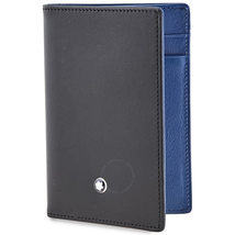 Montblanc Meisterstuck Business Card Holder with Gusset- Black/Light Blue 118305