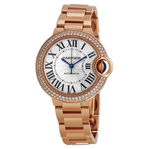 Cartier Ballon Bleu Silver Dial 18kt Rose Gold Diamond Ladies Watch WE902034